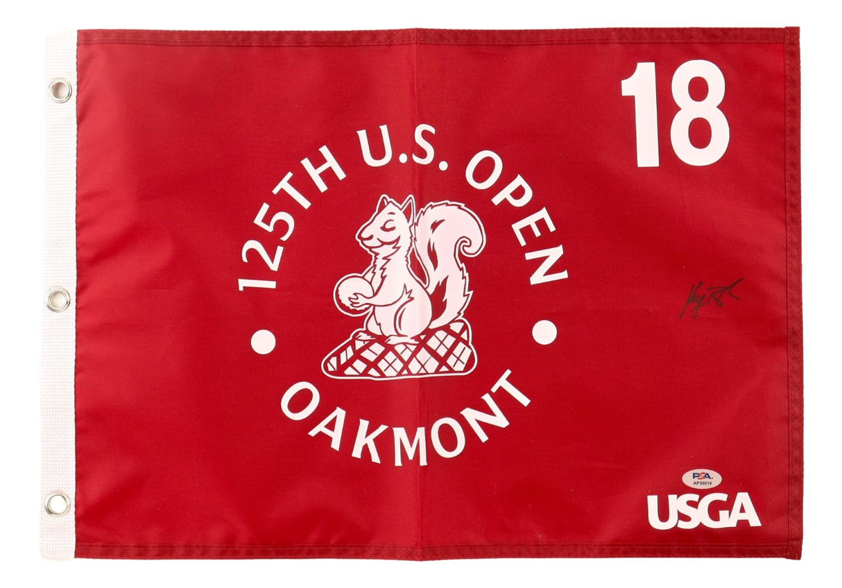 Keegan Bradley Signed 2025 US Open Golf Flag PSA/DNA