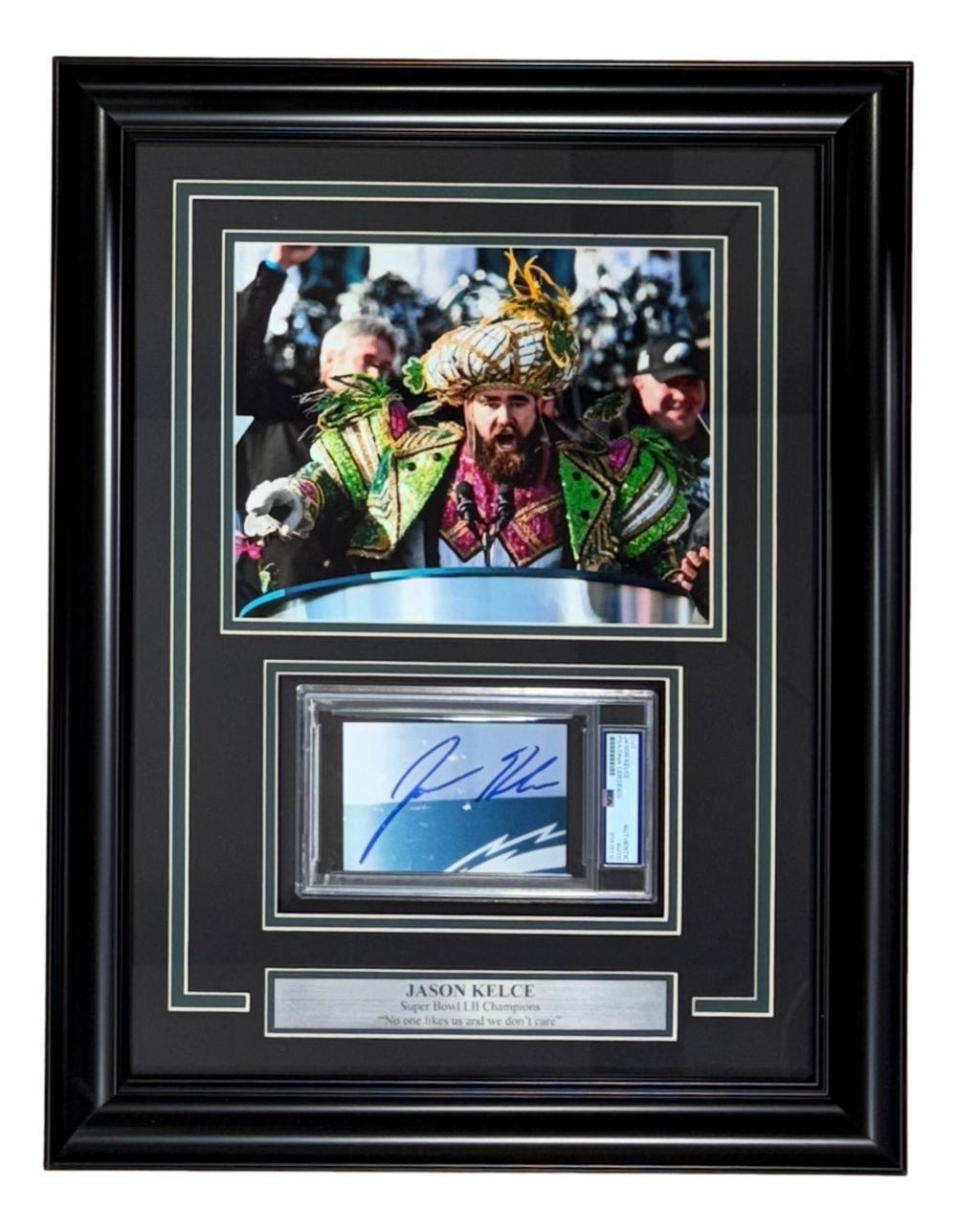Jason Kelce Signed Framed Cut Signature w/ 8x10 Philadelphia Eagles Photo PSA