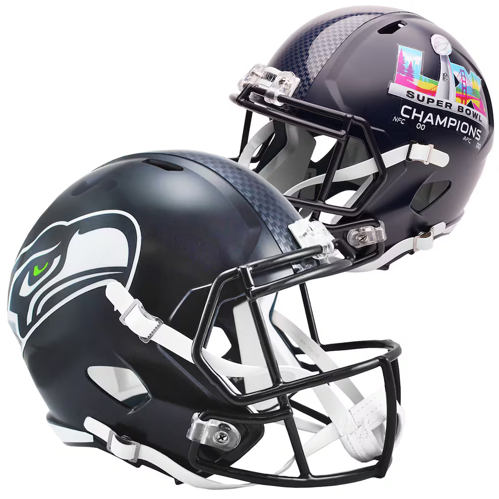 Unsigned Seattle Seahawks Super Bowl LX Champions Logo Full Size Speed Replica Helmet Stock #260092