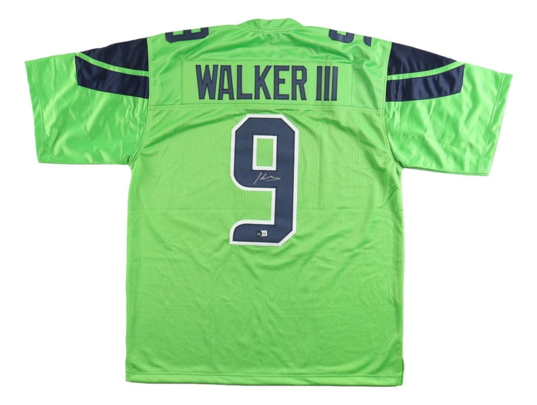 Kenneth Walker III Seattle Signed Green Football Jersey BAS