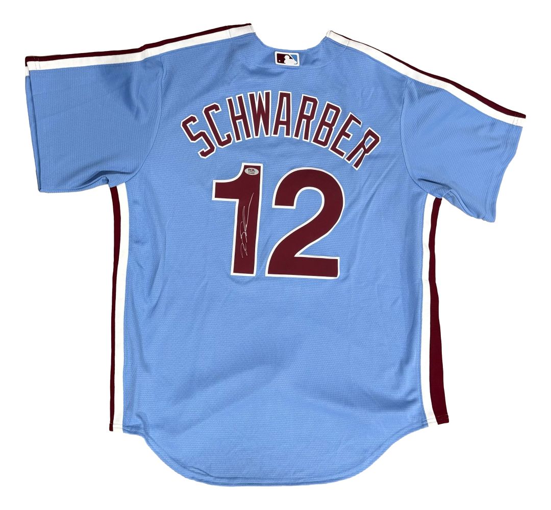 Kyle Schwarber Signed Philadelphia Philles Nike Throwback Replica Jersey PSA/DNA