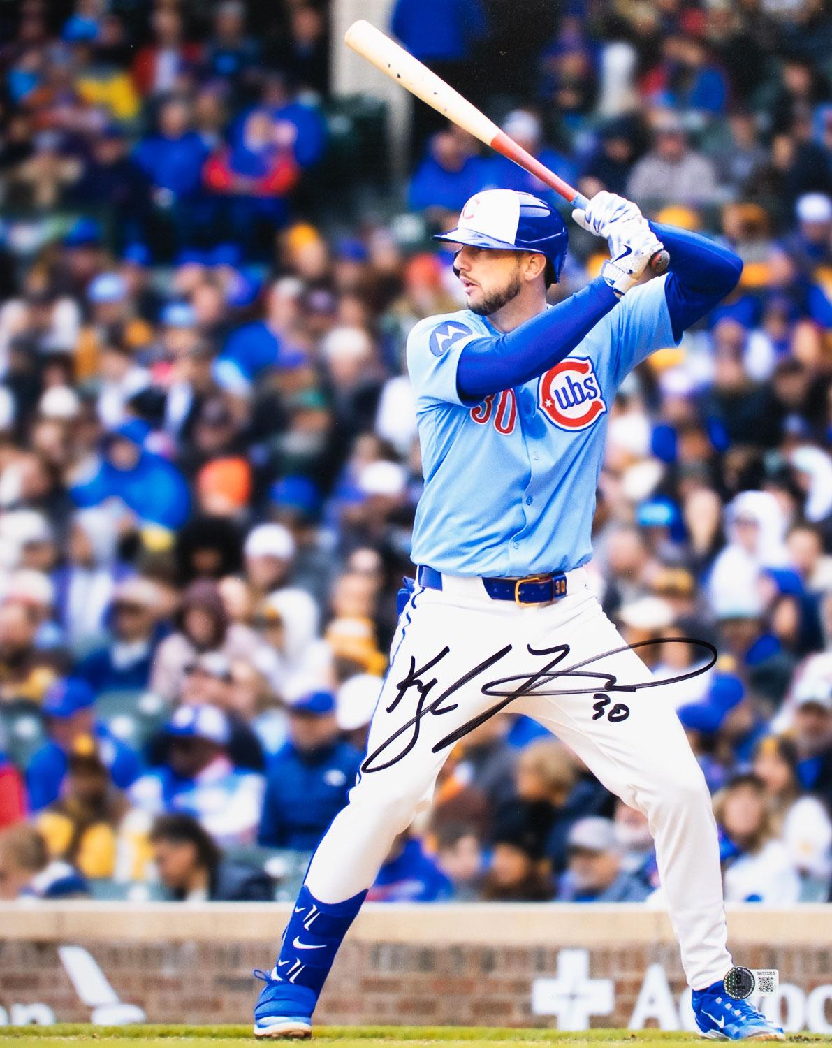 Kyle Tucker Signed 16x20 Chicago Cubs Light Blue Jersey Photo BAS