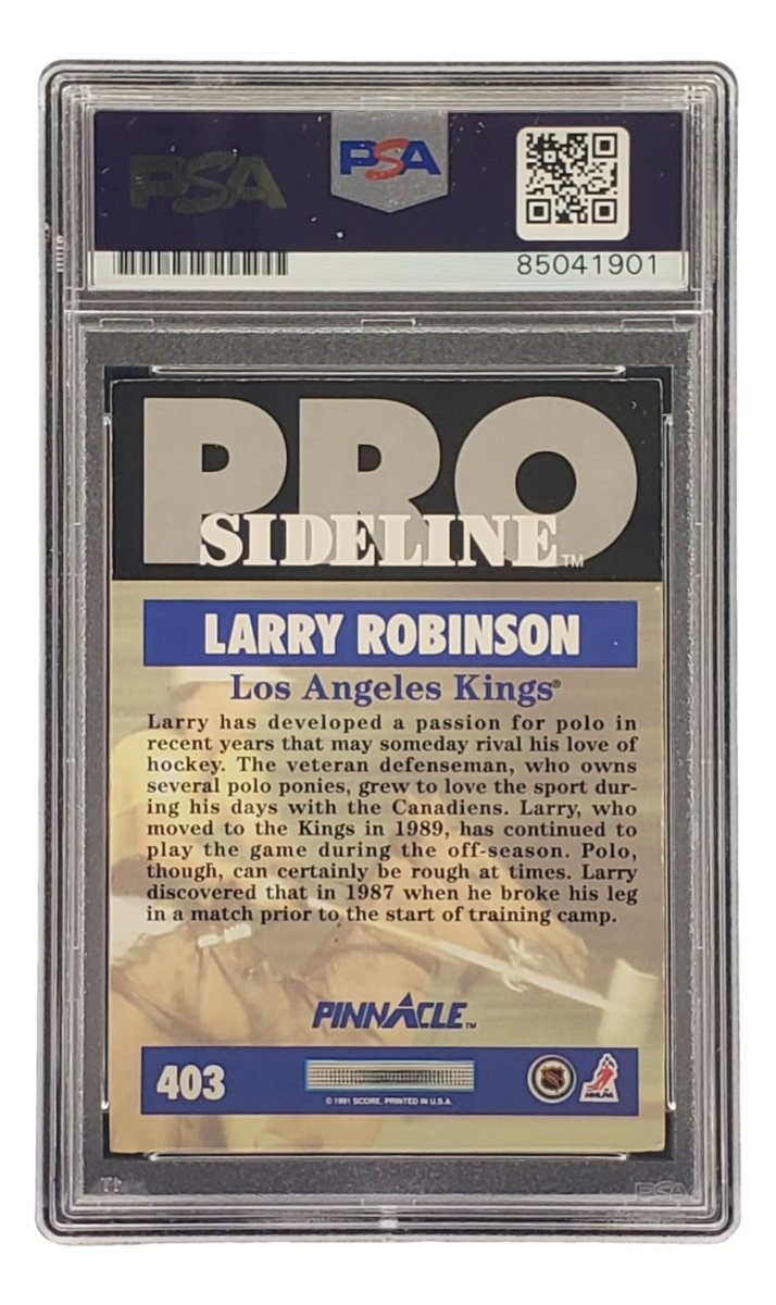 Larry Robinson Signed 1991 Pinnacle #403 Los Angeles Kings Hockey Card PSA/DNA - Sports Integrity