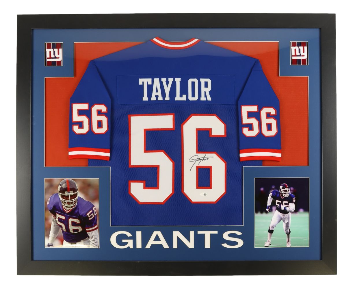 Lawrence Taylor New York Signed Framed Blue Football Jersey JSA QR Hologram