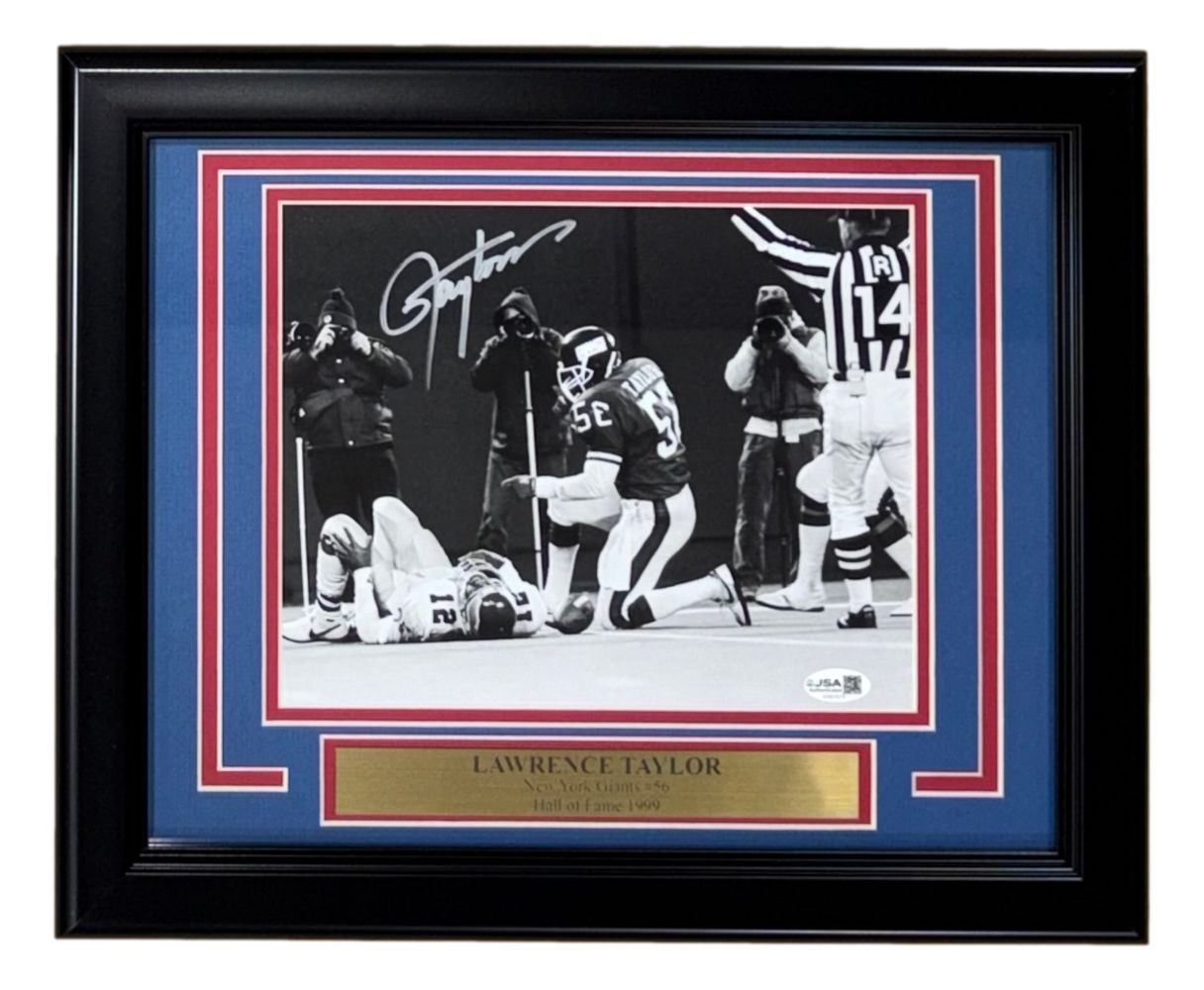 Lawrence Taylor Signed Framed 8x10 New York Giants Cunningham Sack JSA QR