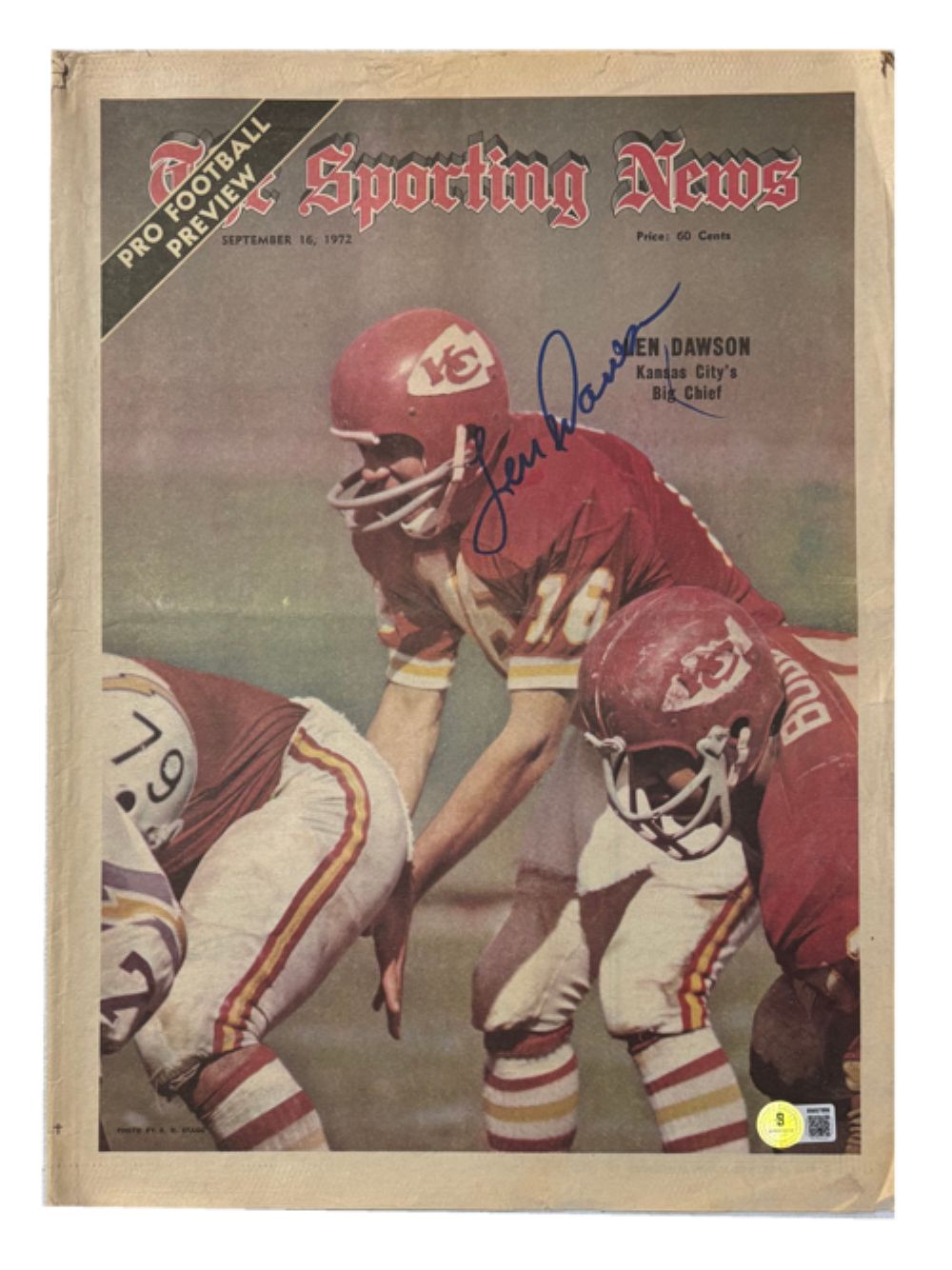 Len Dawson Kansas City Chiefs Signed 1972 Sporting News Newspaper BAS