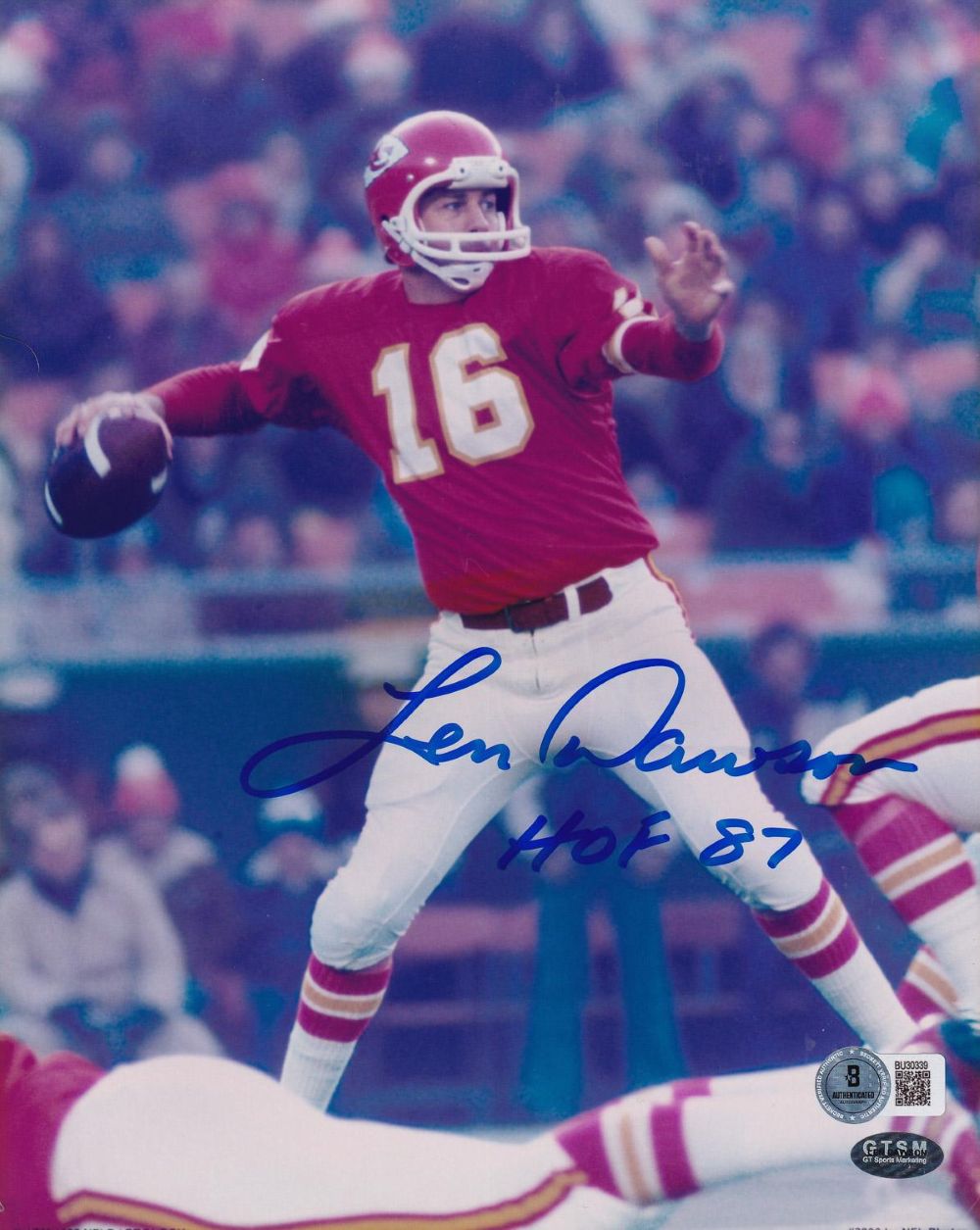 Len Dawson Signed 8x10 Kansas City Chiefs Photo HOF 87 BAS