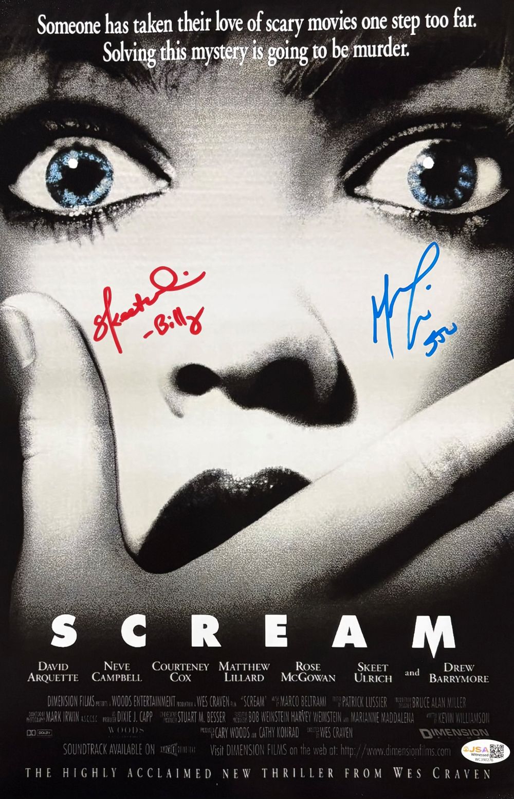 Matthew Lillard Skeet Ulrich Signed 11x17 Scream Photo 2 JSA QR