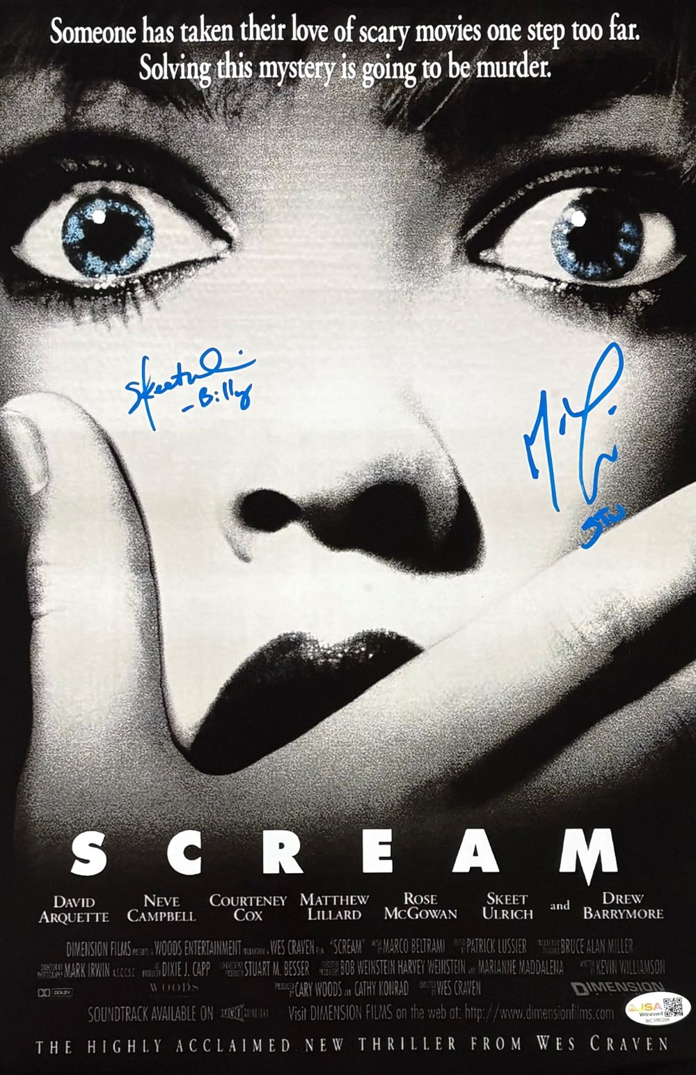 Matthew Lillard Skeet Ulrich Signed 11x17 Scream Photo JSA QR