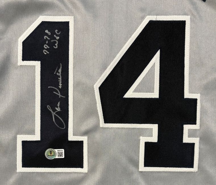Lou Piniella New York Signed Gray Baseball Jersey 77-78 WSC Inscribed BAS
