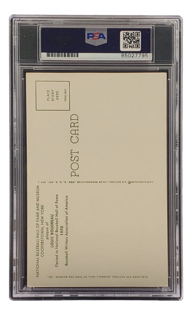 Lou Boudreau Signed 4x6 Cleveland HOF Plaque Card PSA/DNA 85027795 - Sports Integrity