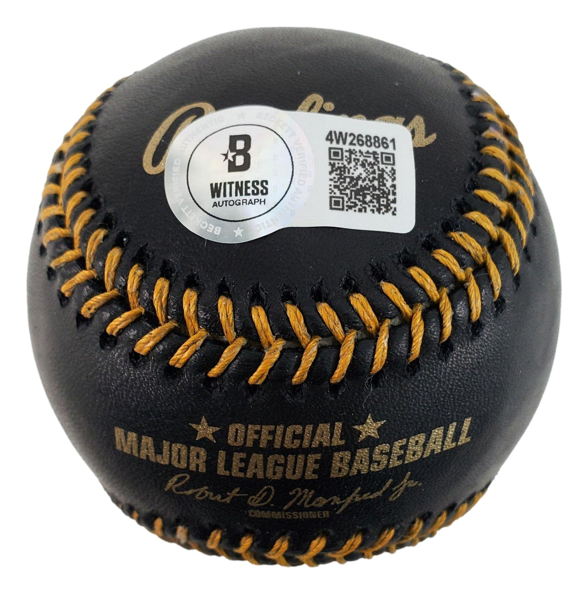 Luis Robert New York Mets Signed In Orange Official Black Leather Baseball BAS