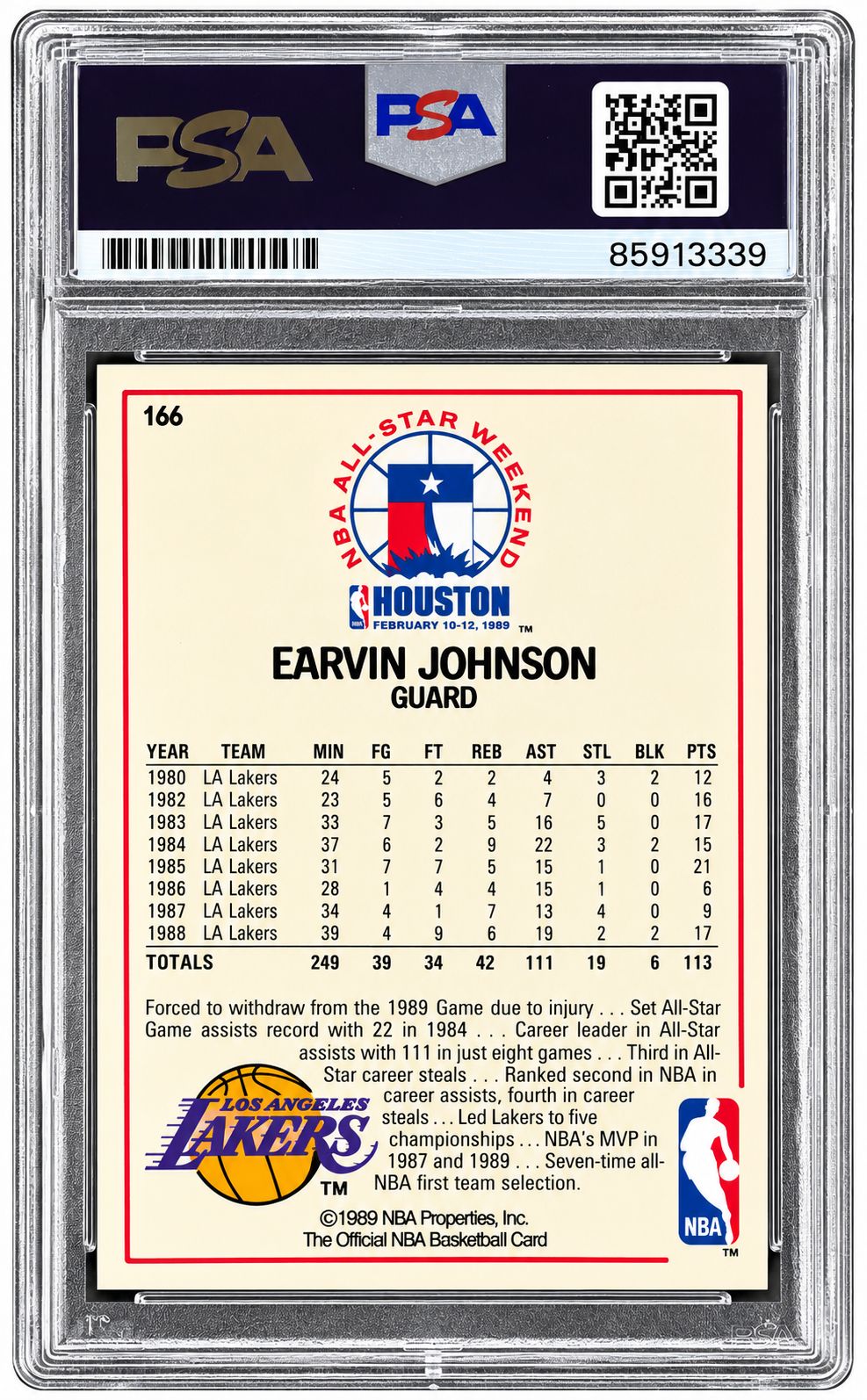 Magic Johnson Signed 1989 Hoops #166 Lakers Card PSA/DNA Gem MT 10