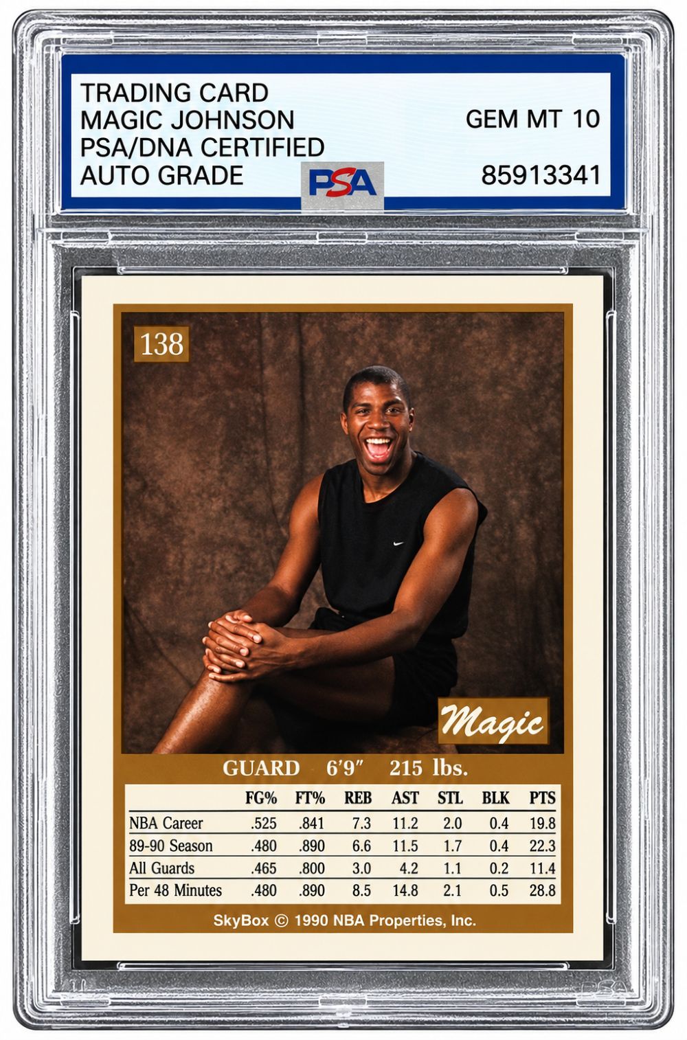 Magic Johnson Signed 1990 Skybox #138 Lakers Card PSA/DNA Gem MT 10