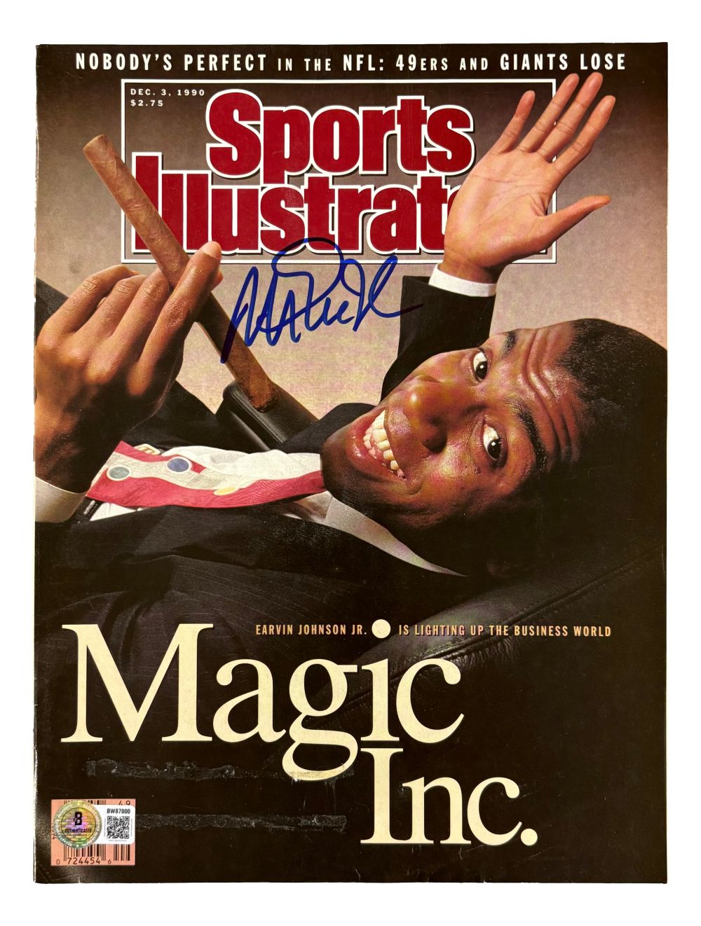 Magic Johnson Lakers Signed Sports Illustrated Magazine Dec 3 1990 BAS