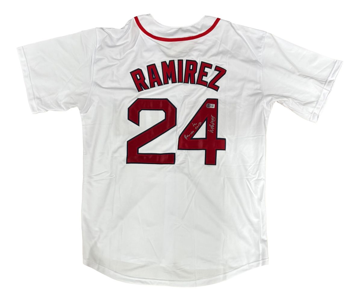 Manny Ramirez Boston Signed White Baseball Jersey Reverse The Curse BAS