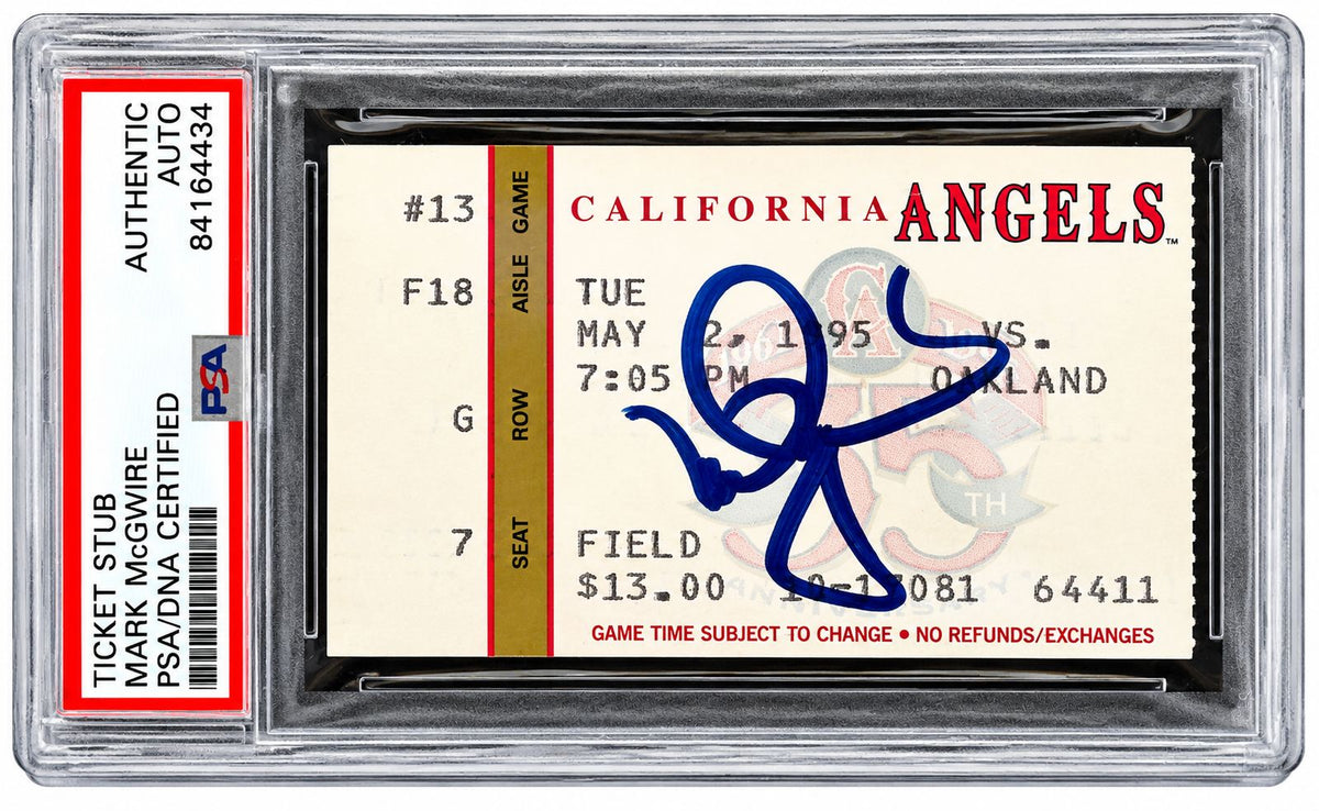 Mark McGwire Signed 1995 Oakland A's vs Los Angeles Angels Ticket Stub PSA/DNA