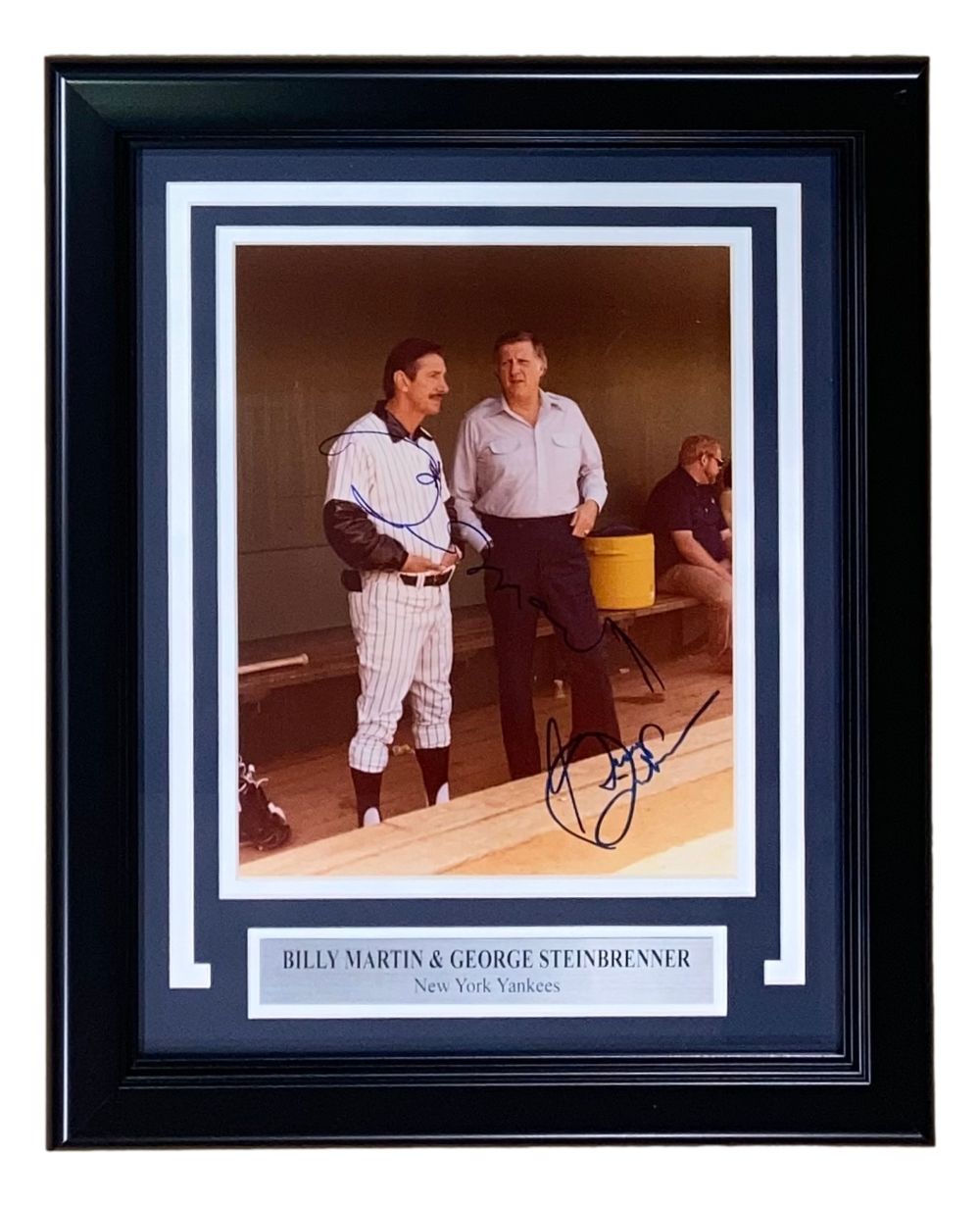Billy Martin George Steinbrenner Signed Framed 8x10 New York Yankees Photo PSA