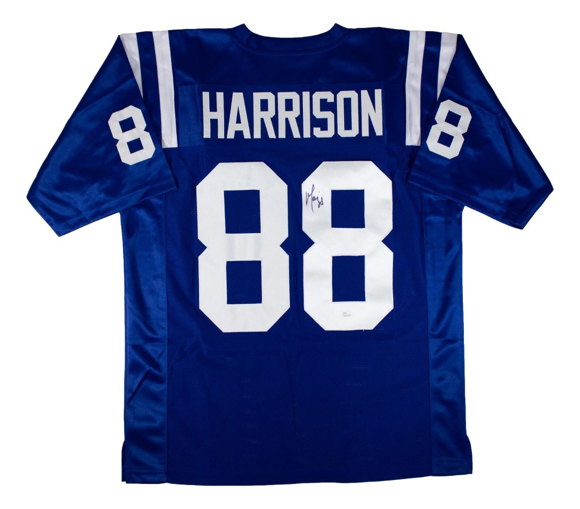 Marvin Harrison Indianapolis Signed Blue Football Jersey JSA Hologram