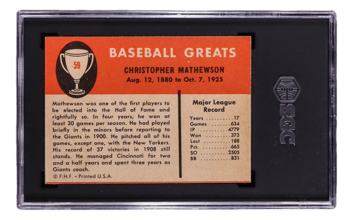 Christy Mathewson 1961 Fleer #59 New York Giants Trading Card CGC NM 7.5
