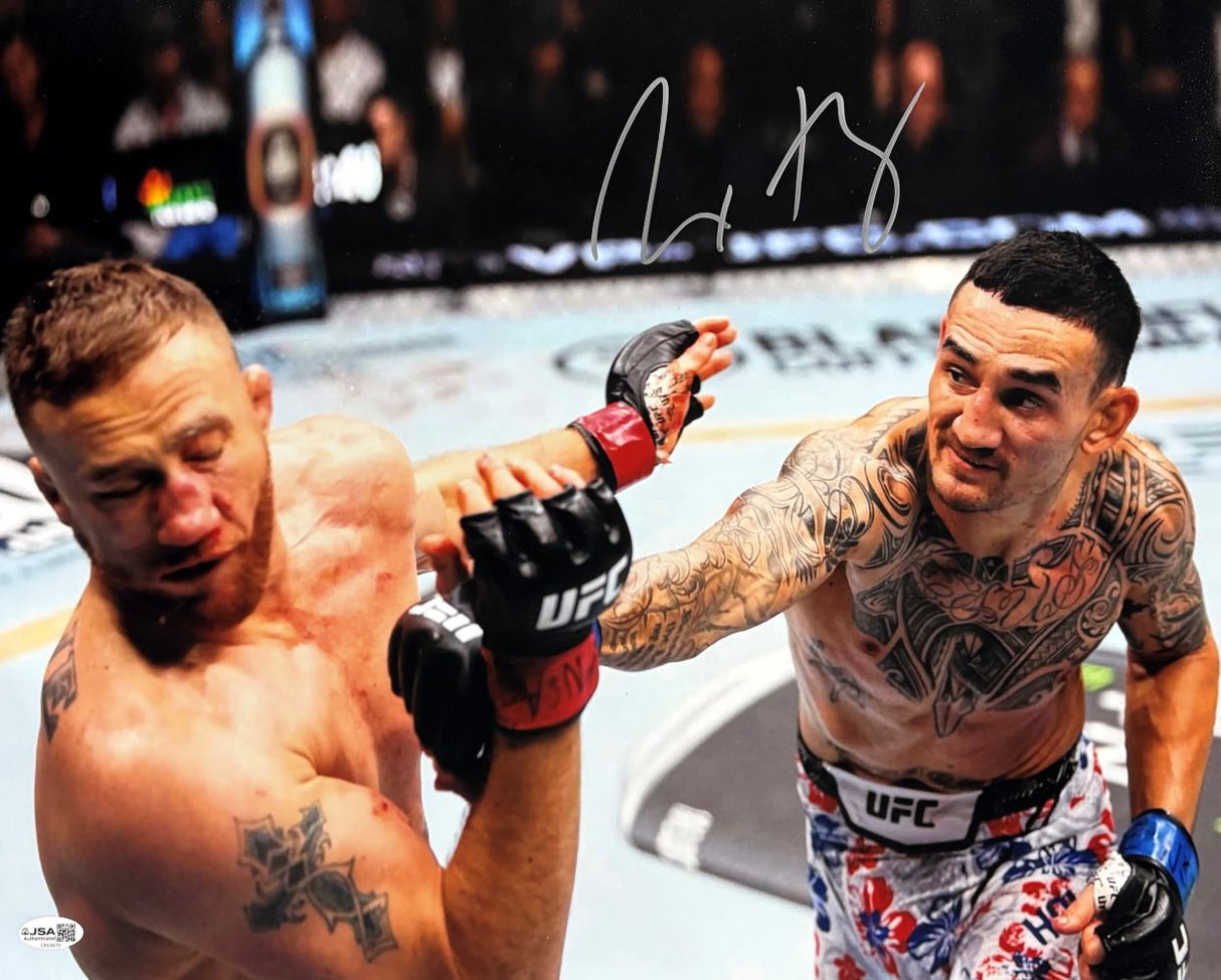 Max Holloway Signed 16x20 MMA Fight vs Justin Gaethje JSA QR
