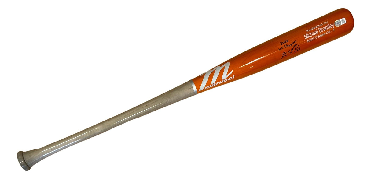 Michael Brantley Astros Signed Marucci Pro Model MB23 Bat 2022 WS Champions BAS