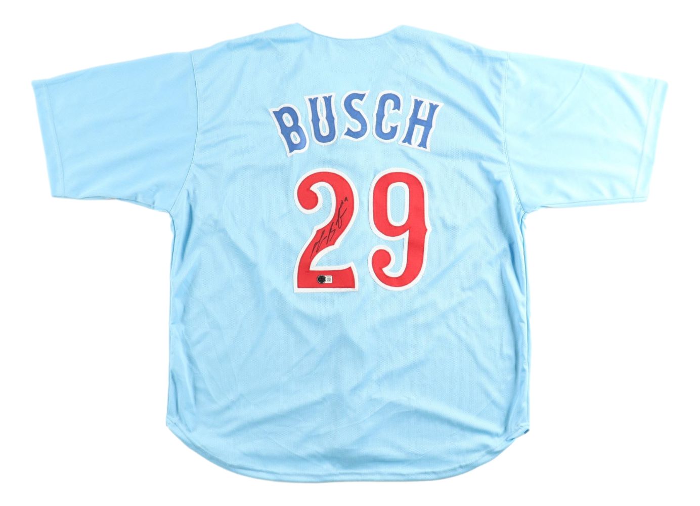 Michael Busch Chicago Signed Light Blue Baseball Jersey BAS