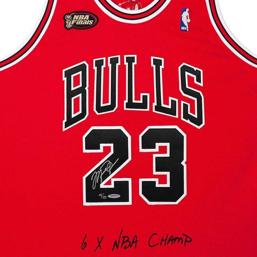 MICHAEL JORDAN Autographed Bulls 1997-98 NBA Finals Authentic Jersey UDA LE 123