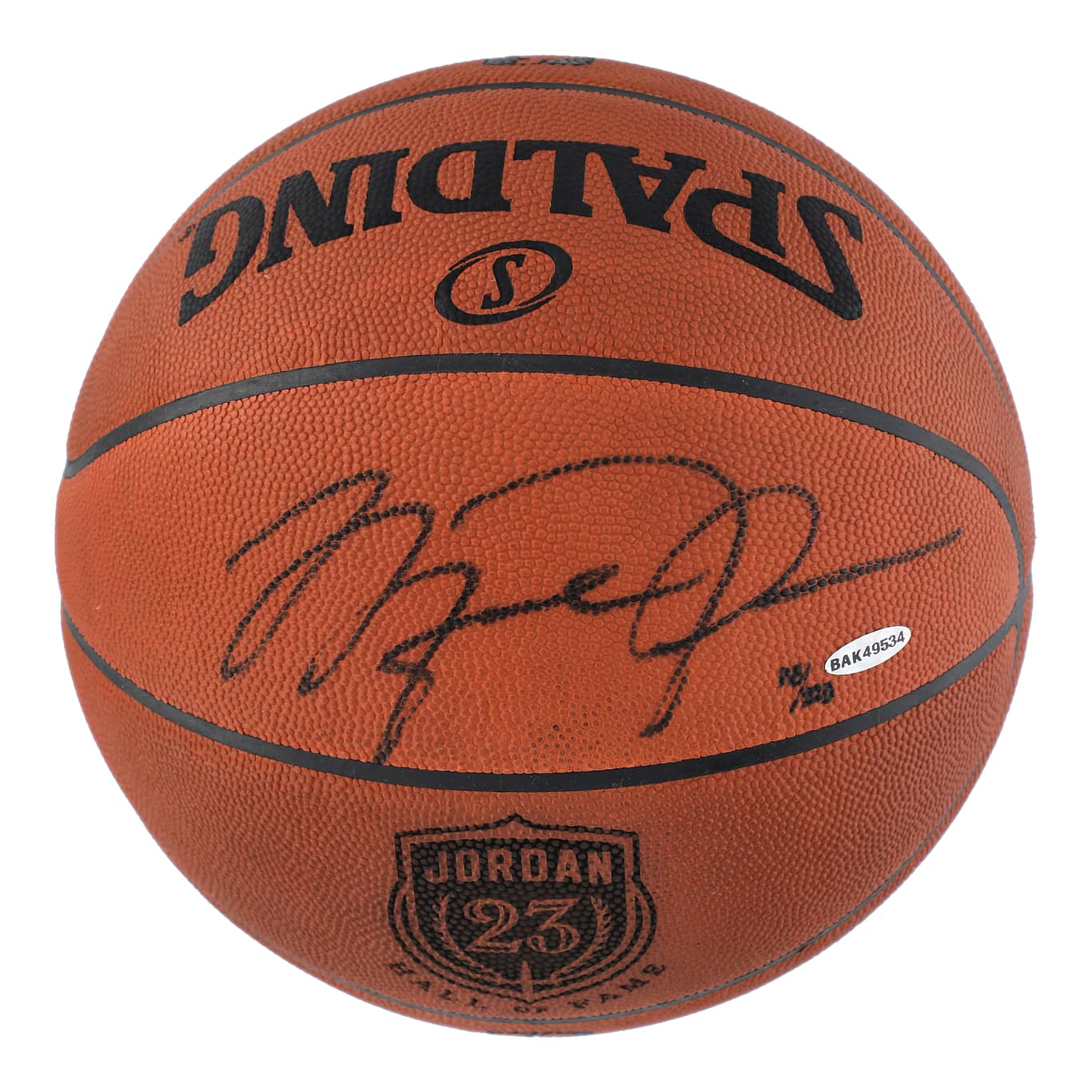 Michael Jordan Bulls Signed NBA Spalding Hall Of Fame Logo Basketball LE/223 UDA