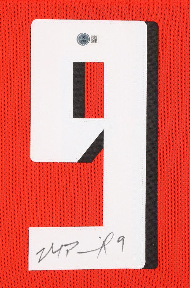 Michael Penix Jr Atlanta Signed Framed Red Football Jersey BAS