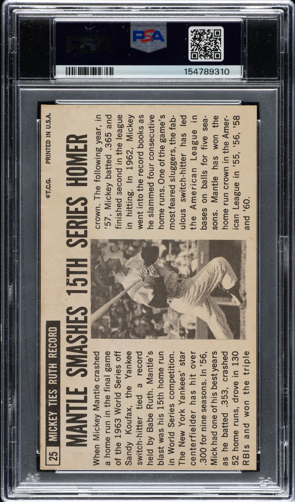 Mickey Mantle Signed 1964 Topps Giants #25 New York Yankees Card PSA GD 2 Auto 9