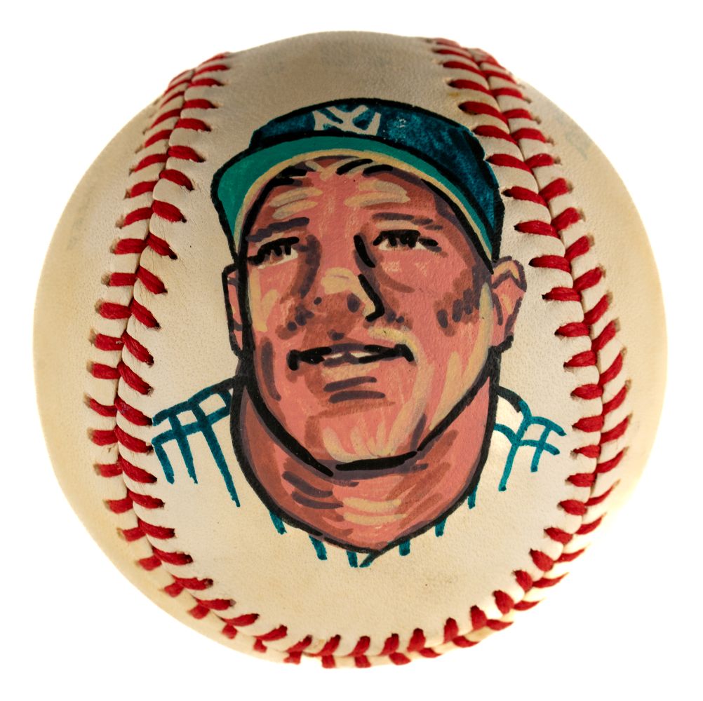 Mickey Mantle New York Yankees Signed Baseball w/ Hand-Painted Portrait JSA LOA