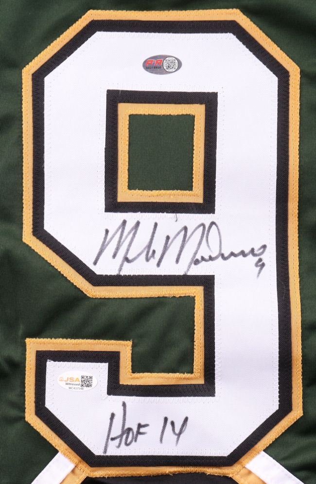 Mike Modano Dallas Signed Green Hockey Jersey HOF 2014 JSA QR