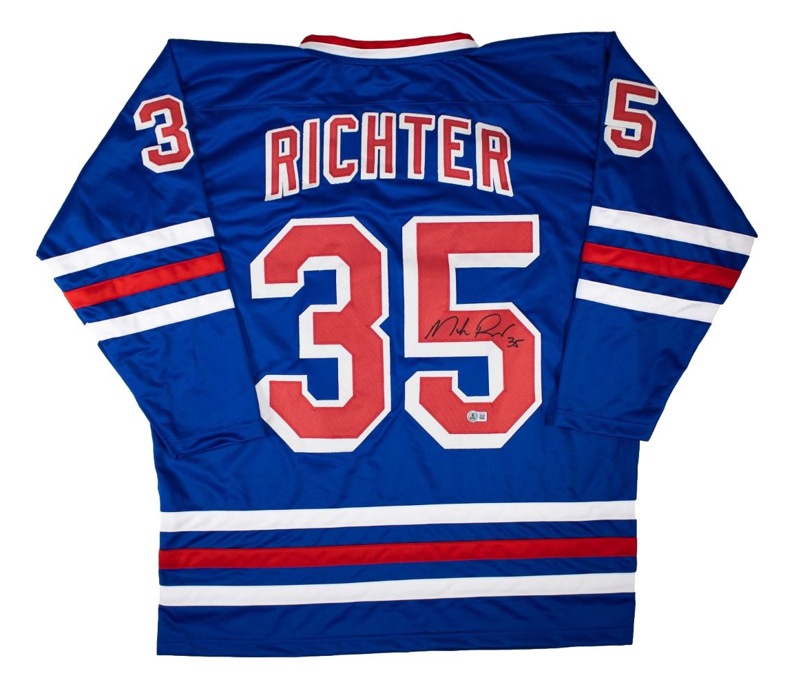 Mike Richter New York Signed Blue Hockey Jersey BAS
