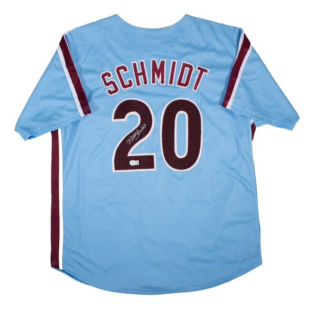Mike Schmidt Philadelphia Signed Light Blue Baseball Jersey BAS