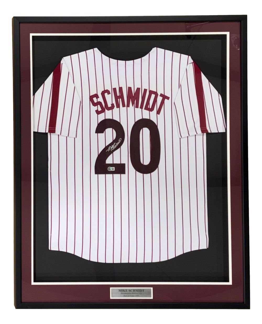 Mike Schmidt Philadelphia Signed Framed White Baseball Jersey BAS