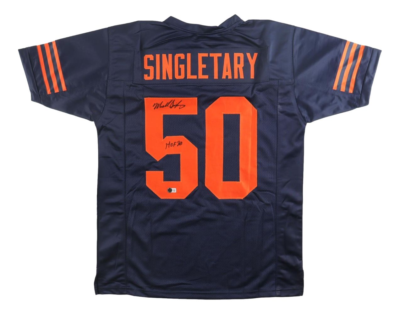 Mike Singletary Chicago Signed Navy Blue Football Jersey HOF 98 Inscribed BAS