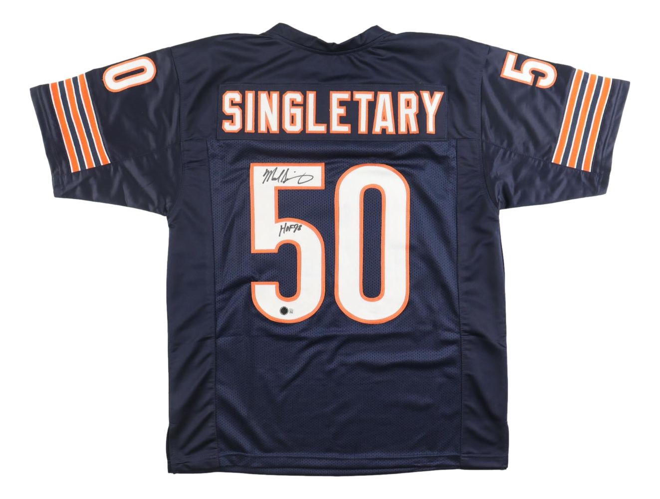 Mike Singletary Chicago Signed Blue Football Jersey HOF 98 BAS