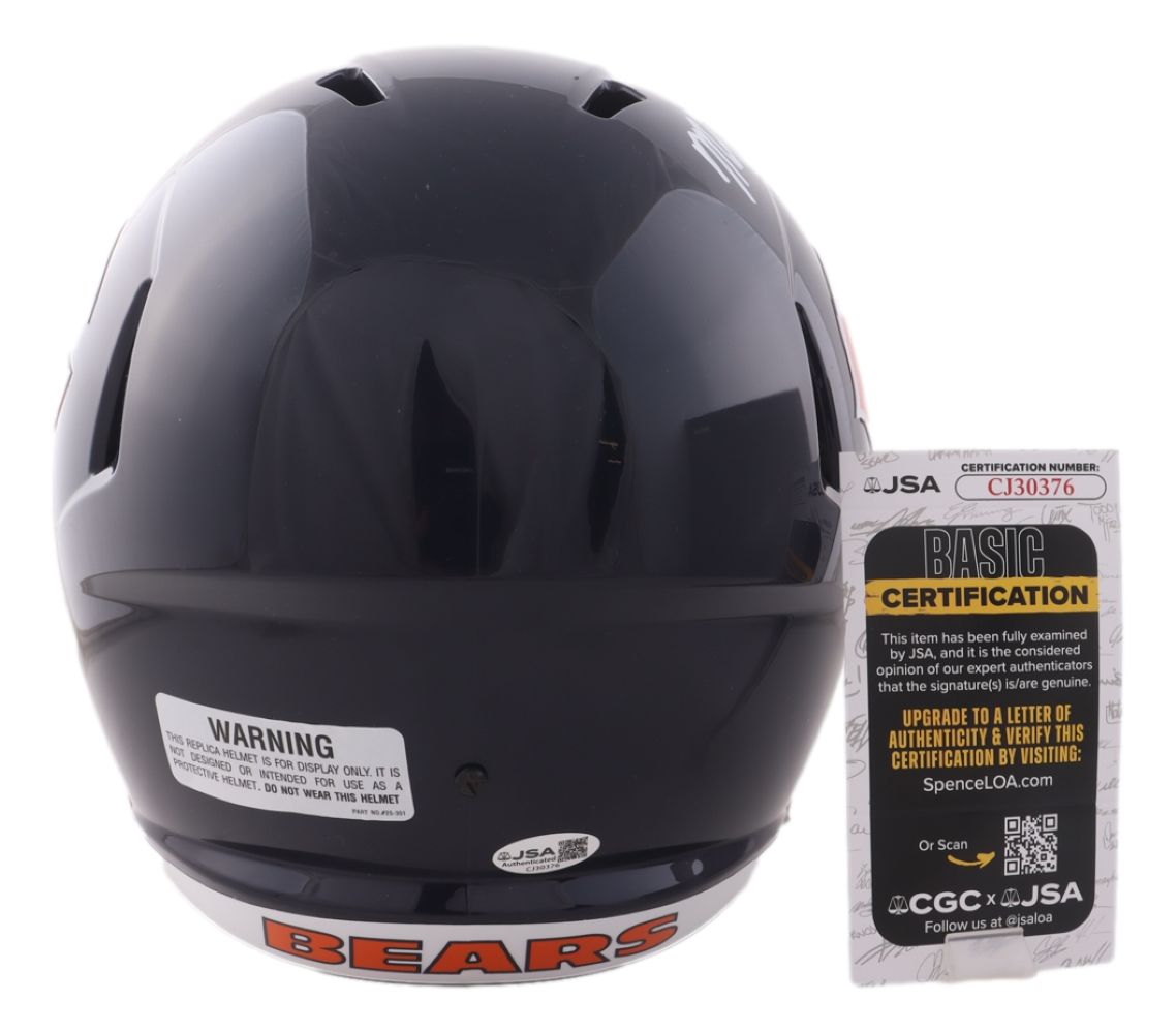 Mike Singletary Signed Chicago Bears Full Size Replica Speed Helmet JSA QR