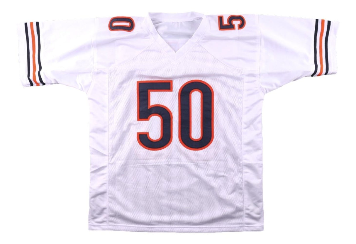 Mike Singletary Chicago Signed White Football Jersey HOF 98 BAS