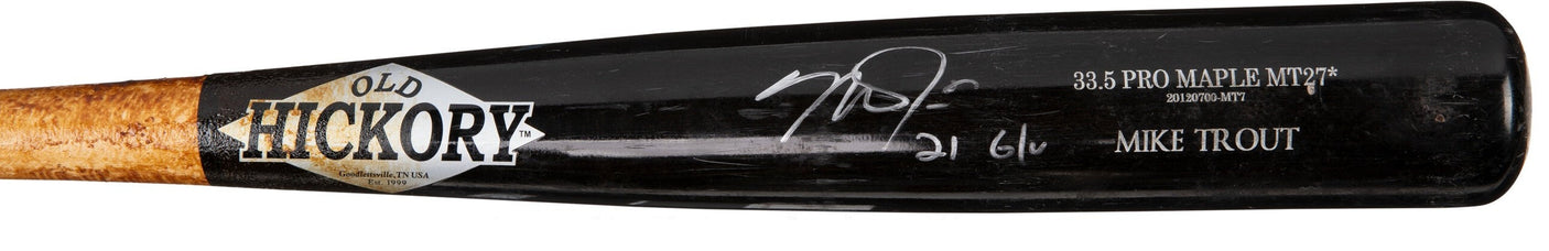 Mike Trout Signed Game Used 2021 Angels Old Hickory Bat BAS+PSA GU 10