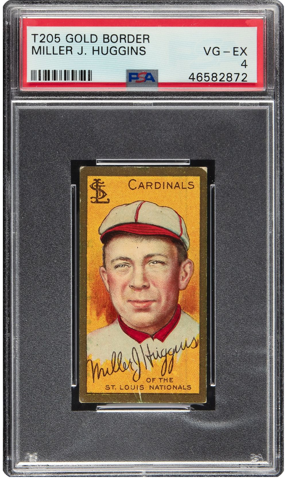 1911 T205 American Beauty Miller Huggins Gold Border Cardinals Card PSA VG-EX 4