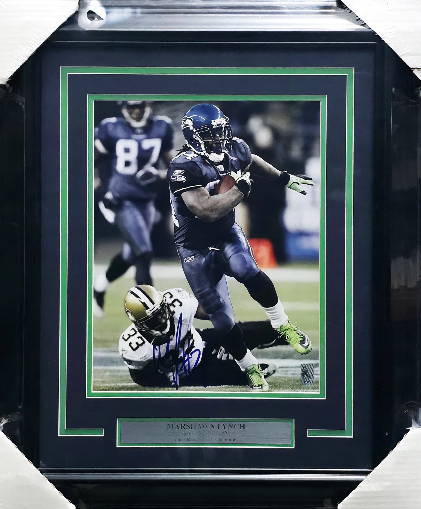 Marshawn Lynch Autographed Framed 11x14 Photo Seattle Seahawks ML Holo #14681