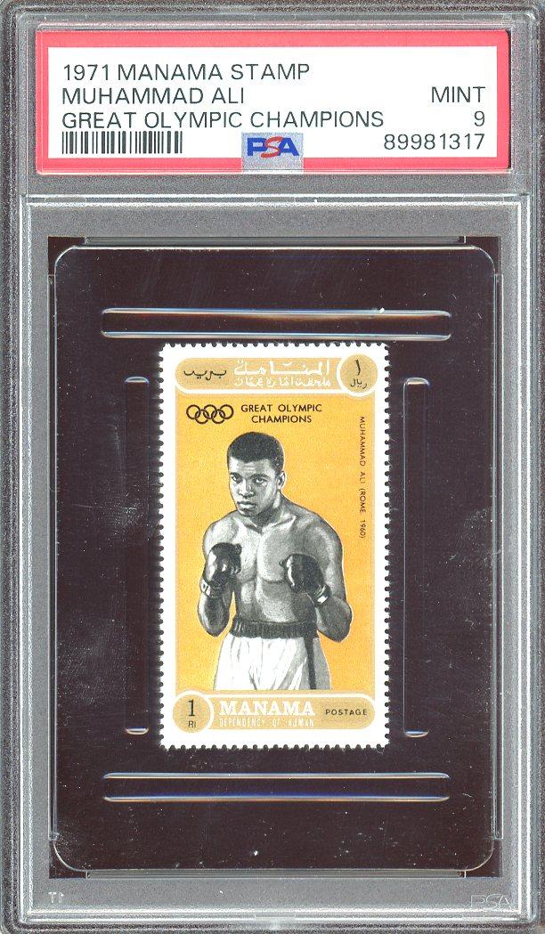 Muhammad Ali Slabbed 1971 Manama Stamp PSA Mint 9