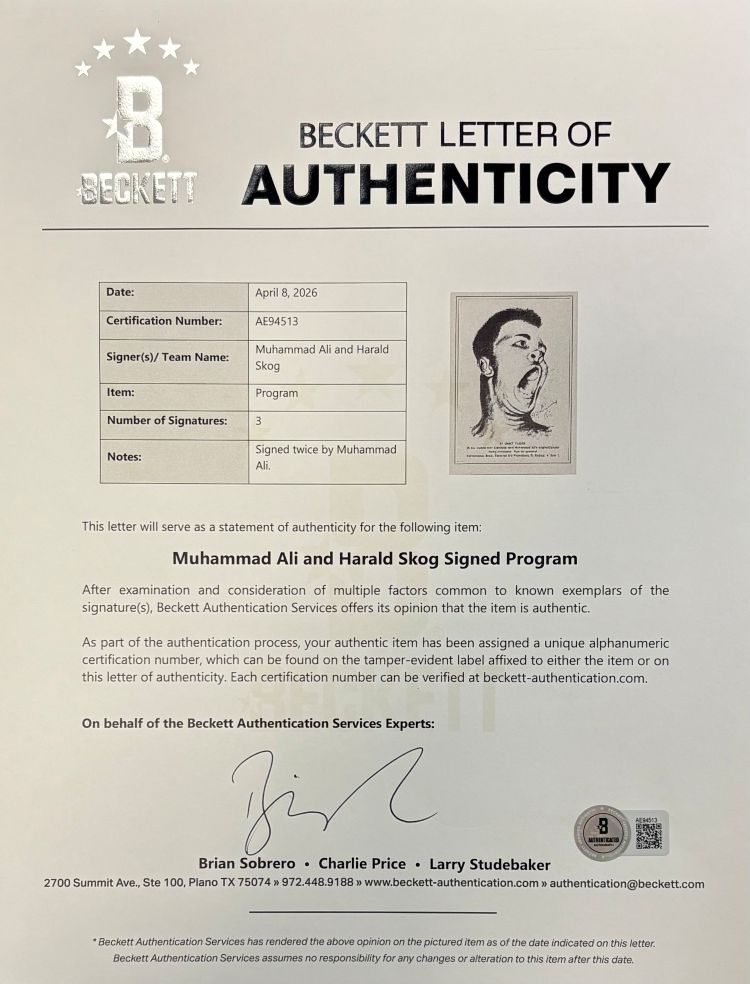 Muhammad Ali Twice Signed 1979 On-Site Exhibition Program BAS LOA