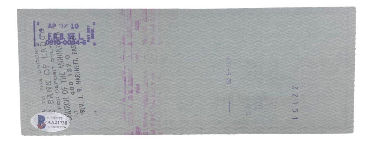 Stan Musial St. Louis Cardinals Signed Bank Check #5506 BAS - Sports Integrity