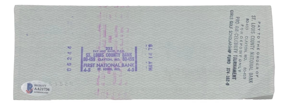 Stan Musial St. Louis Cardinals Signed Bank Check #5540 BAS - Sports Integrity