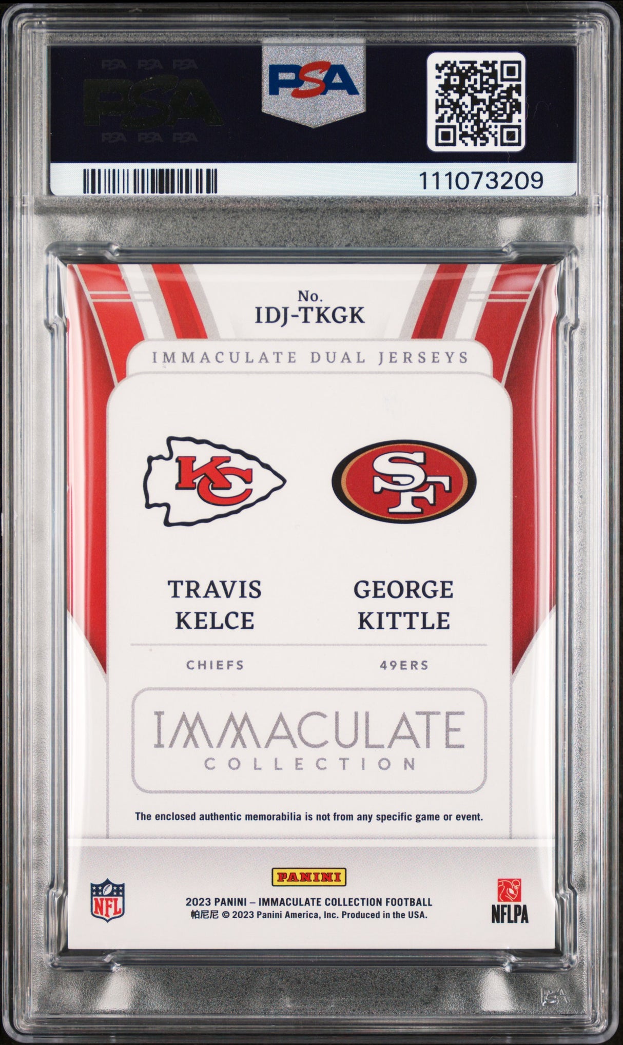Travis Kelce & George Kittle Signed 2023 IDJ #IDJTKGK Card Auto 9 PSA Slabbed 3