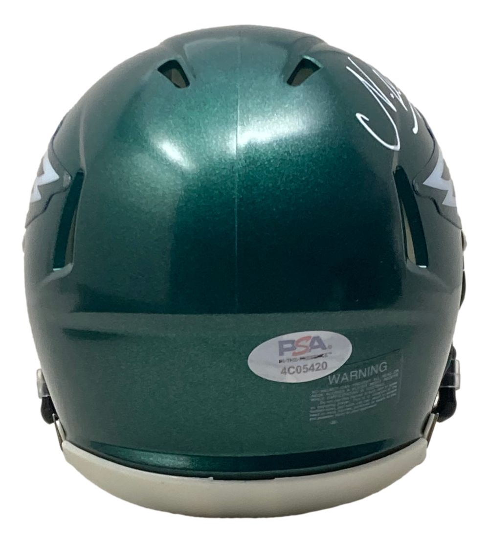 Nakobe Dean Signed Eagles Mini Speed Helmet PSA/DNA w/ Super Bowl 59 LIX Case