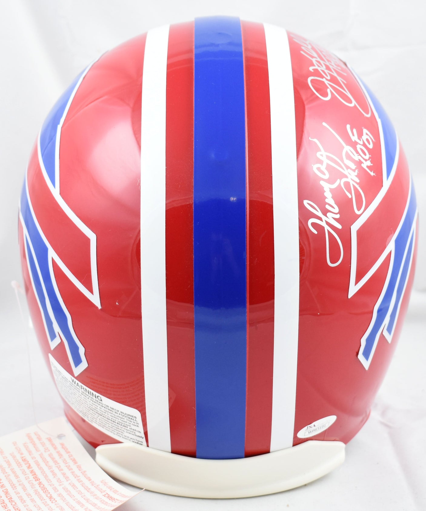 Jim Kelly Thurman Thomas Autographed Bills F/S Authentic Helmet HOF - JSA W *Slv